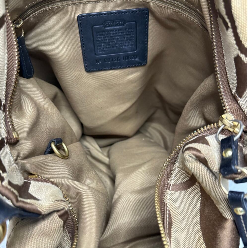 y2k COACH Black Brown Carly Large Hobo Signature Shoulder Bag Purse - Picture 10 of 16